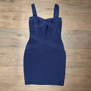 Navy mini dress, bandage material. size small.
